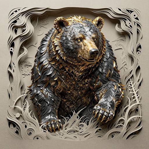 Ivory Ebony Werebear Sculpture Masterpiece