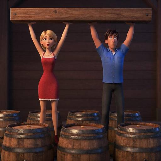 Dynamic Duo on Wooden Barrels