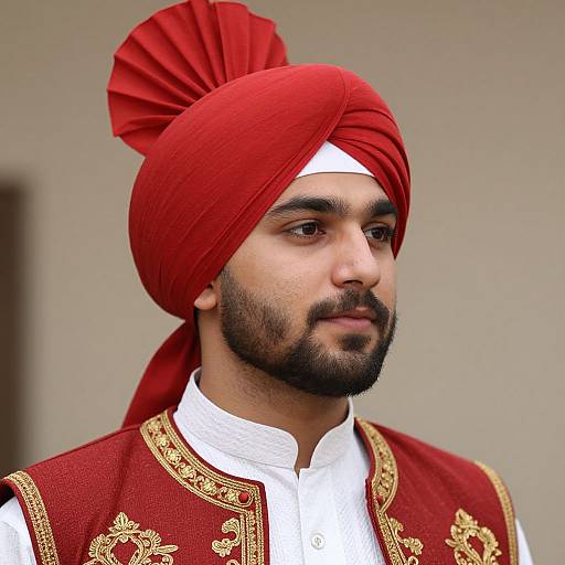 Close-Up of Male in Bhangra Costume