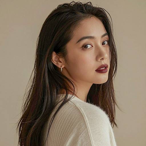 Elegant Profile of a Woman in Sweater