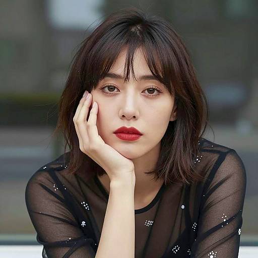 Portrait of Woman with Black Sheer Top