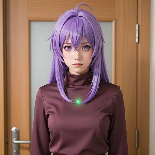 Photorealistic Anime Girl with Purple Hair