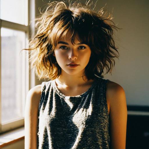 Teenage Girl with Messy Shag Hairstyle