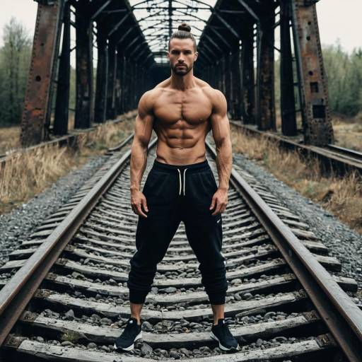 Confident Man on Abandoned Railway Track