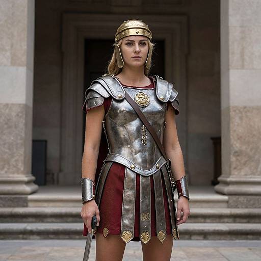 Woman in Roman Soldier Costume