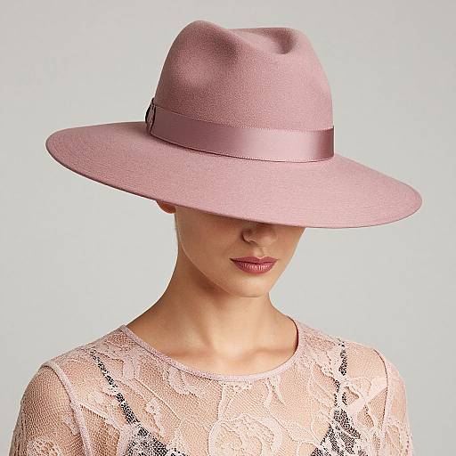 Elegant Woman in Mauve Pink Fedora