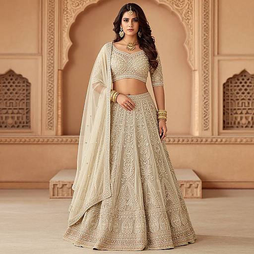 Elegant Woman in Embroidered Lehenga