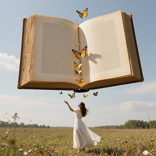 Enchanted Antique Book with Golden Butterflies