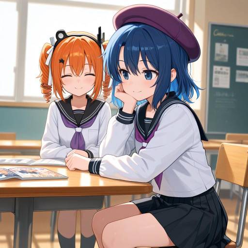 Playful Schoolgirl in Cafeteria Glow