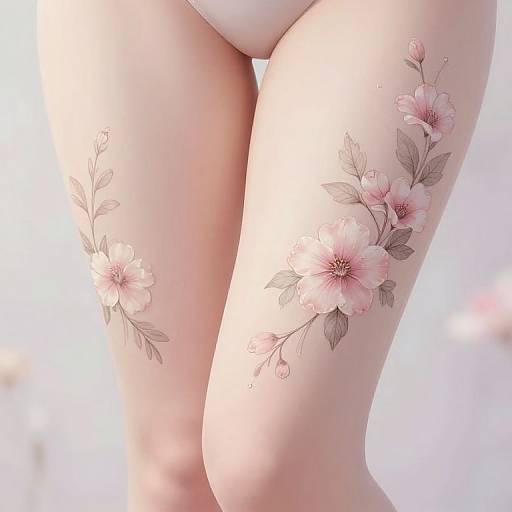 Delicate Floral Thigh Tattoo Art