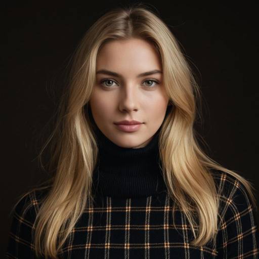 Young Blonde Woman in Black Turtleneck Sweater