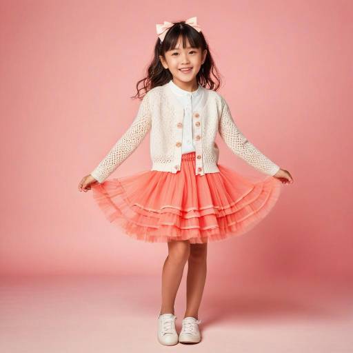 Smiling Girl in Pink Skirt and White Sweater