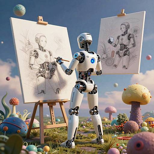 Robotic Artist Crafting Surreal Dreams