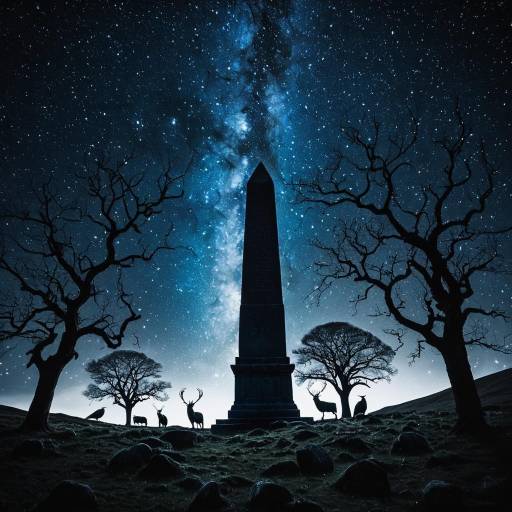 Mystical Obelisk in Starry Night