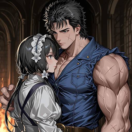 Illustration of Kenshiro, hokuto no ken in the style of Aogisa