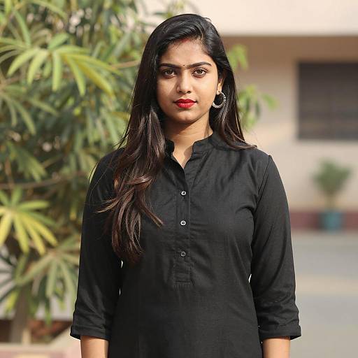 Young Indian Woman in Black Punjabi Suit