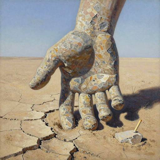 Surreal Stone Hand in Desert