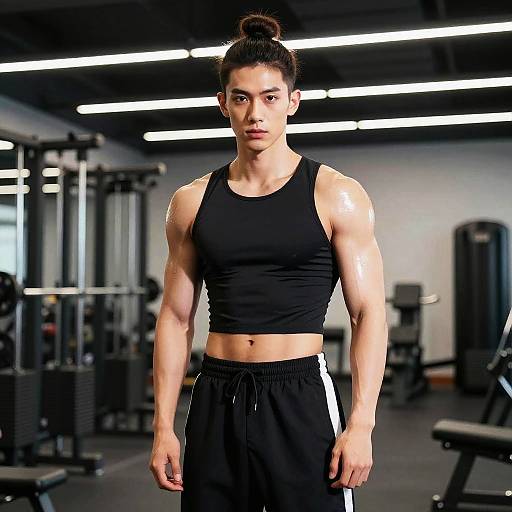 Sporty Male Model with Top Knot