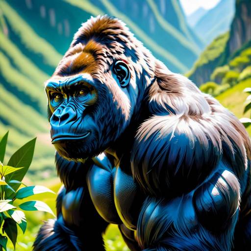 Powerful Gorilla in a Serene Valley Powerful Gorilla in a Serene Valley