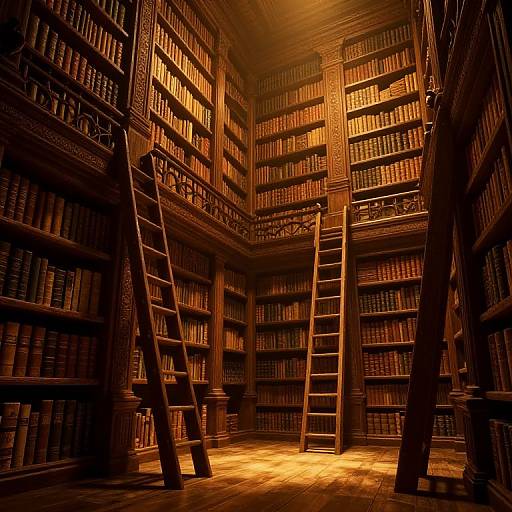 Expansive Ancient Library Interior