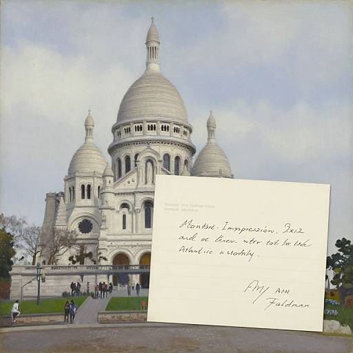 Photograph of St. Mary's Cathedral with white handwritten note overlay, detailing address and date (4/11/11). Cathedral has multiple domes