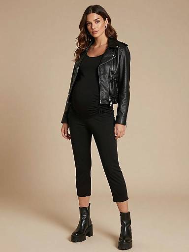 Sleek Monochrome Maternity Editorial Look