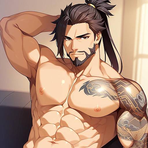 Illustration of Hanzo (overwatch), overwatch in the style of Racer (magnet)