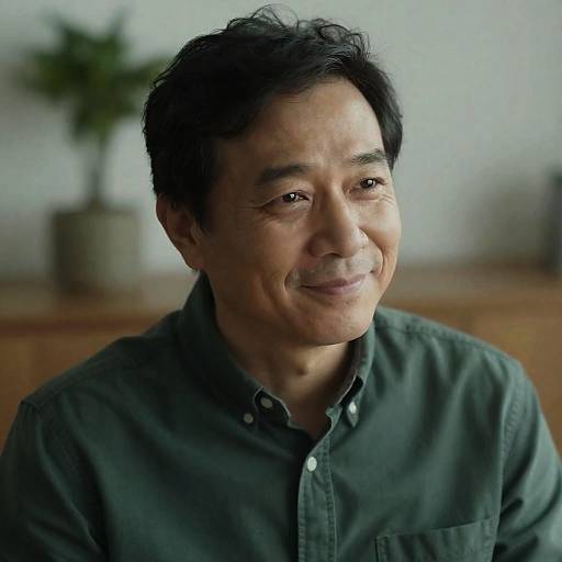 Middle-aged man in green shirt smiling