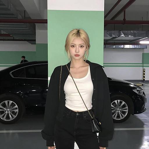 Young Woman Standing in Parking Garage