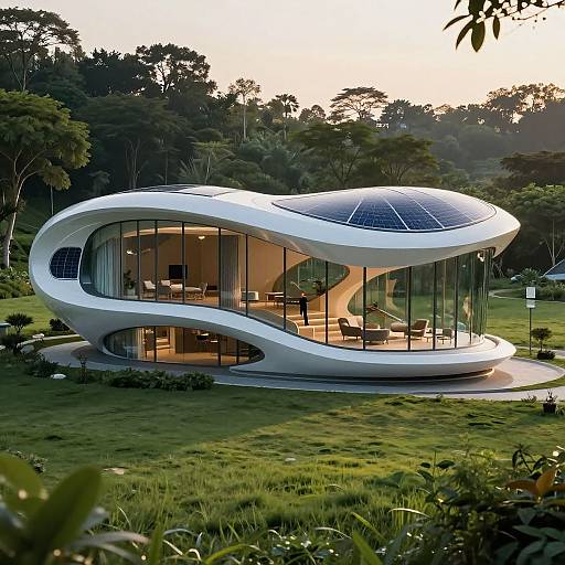 Futuristic Glass House in Nature