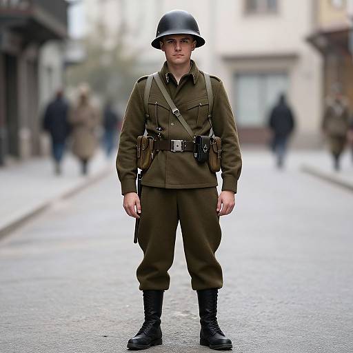 WWII Soldier in Street Uniform