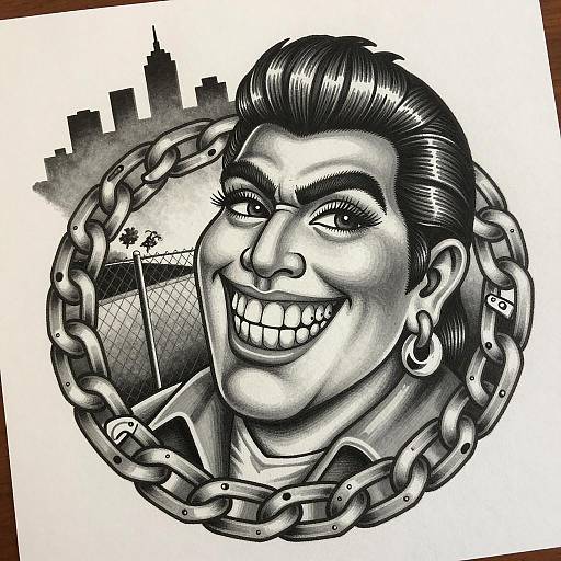 Dynamic Chicano Art with Urban Elements