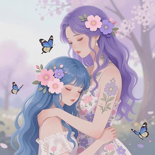 Whimsical Illustration of Two Women