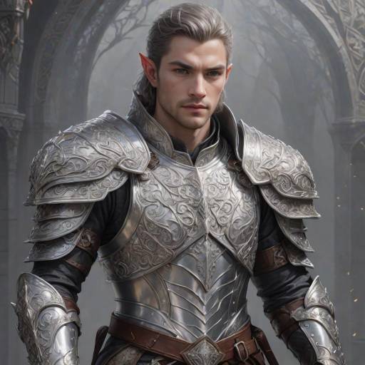Elegant Half-Elf in Silver Armor Portrait
