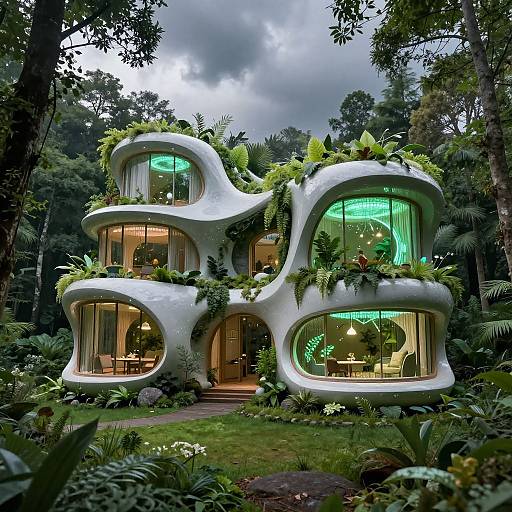 AI-Designed Bioluminescent Eco Houses