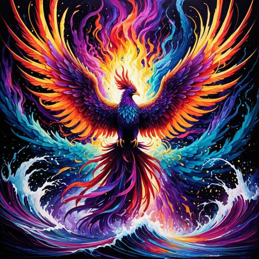 Ethereal Phoenix Rising in Vibrant Watercolor