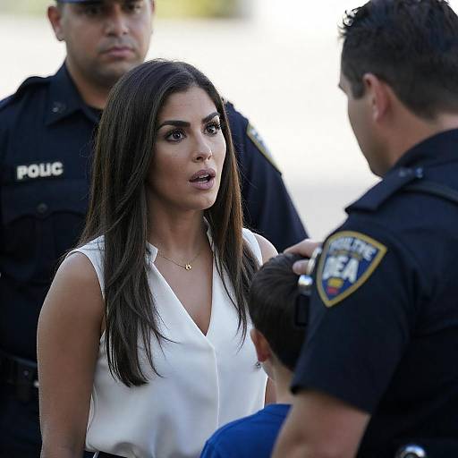 Surprised Woman Talking to DEA Officer Outdoors