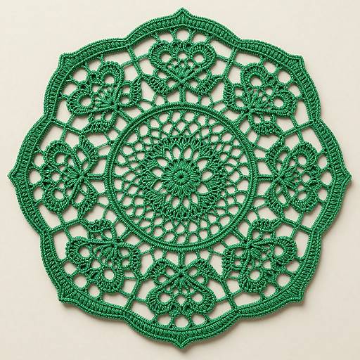 Intricate Green Mandala Crochet Doily