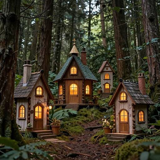 Cozy Handcrafted Wooden Houses in Enchanted Forest