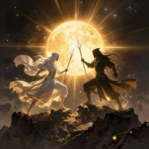 Celestial Duel Under Solar Eclipse