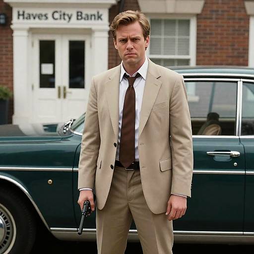 Intense Man by Vintage Car