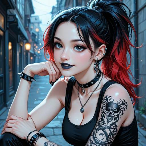 Gothic Girl with Unique Tattoos and Style