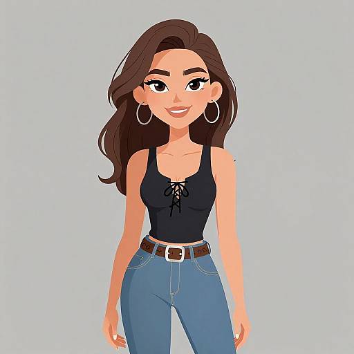 Smiling Woman in Casual Outfit