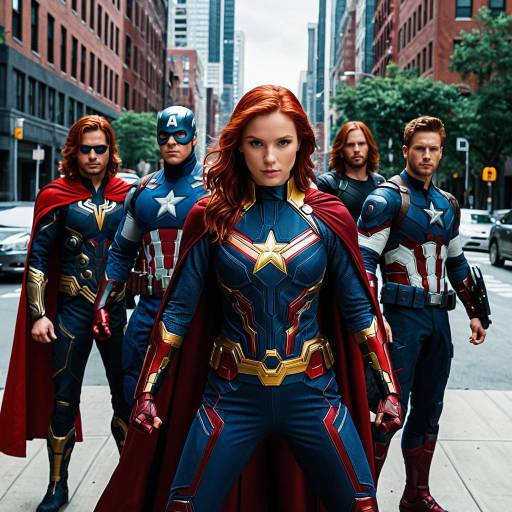 Group of Superheroes in City Street