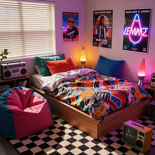 90s Nostalgic Neon Bedroom Scene