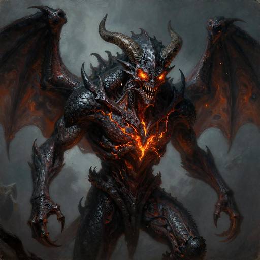 Obsidian Abyssal Imp with Ember Fissures