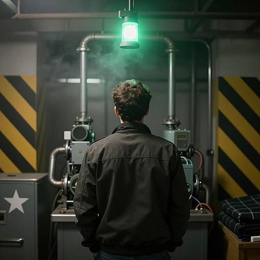 Mysterious Man in Industrial Setting