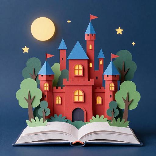 Whimsical 3D Paper-Cut Fairy-Tale Castle