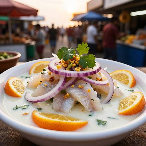 Peruvian Ceviche at Golden-Hour Market