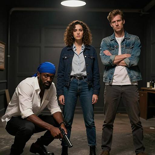 Dramatic Scene in a Dimly Lit Room